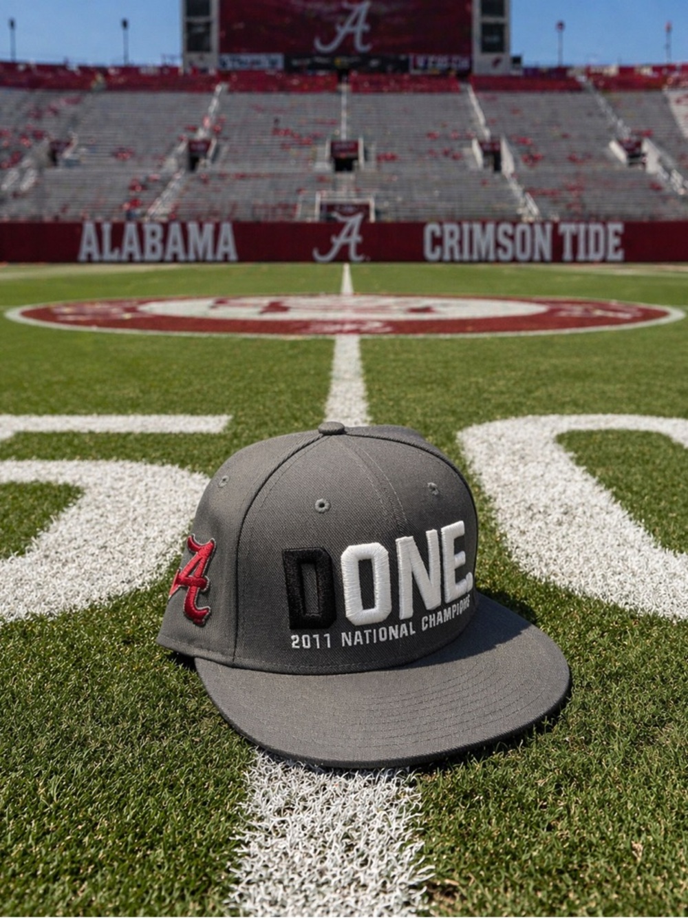 Nike 2011 Alabama Crimson Tide Hat DONE National Champions Gry Strapback Vtg Y2k